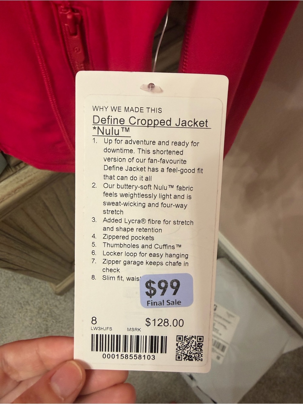 NWT Lululemon Define Cropped Jacket Nulu Mulberry Spark Size 8 - Picture 4 of 6